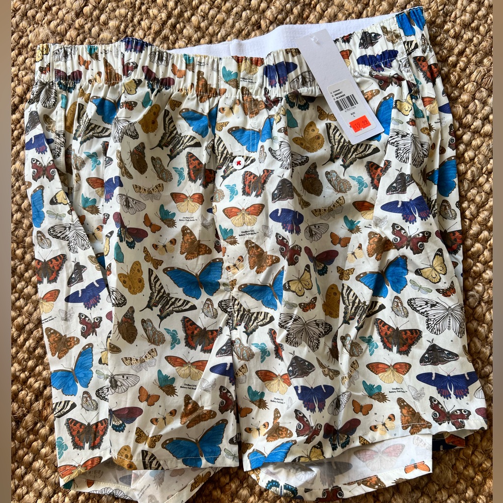 Urban Outfitters X Druthers Butterfly Patterned Boxers Sz Mens L Nwt